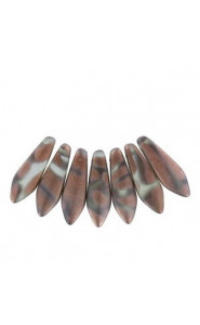 Czech Glass Daggers beads 5x16mm Crystal capri gold stripes matted 00030-2717V